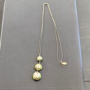 Ann Taylor Triple Green Pendant Long Necklace